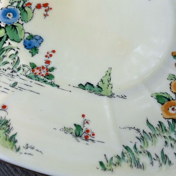 Crown Staffordshire Floral Cake Plate Serving Tray Bone China Gold Border 10" - Picture 10 of 16